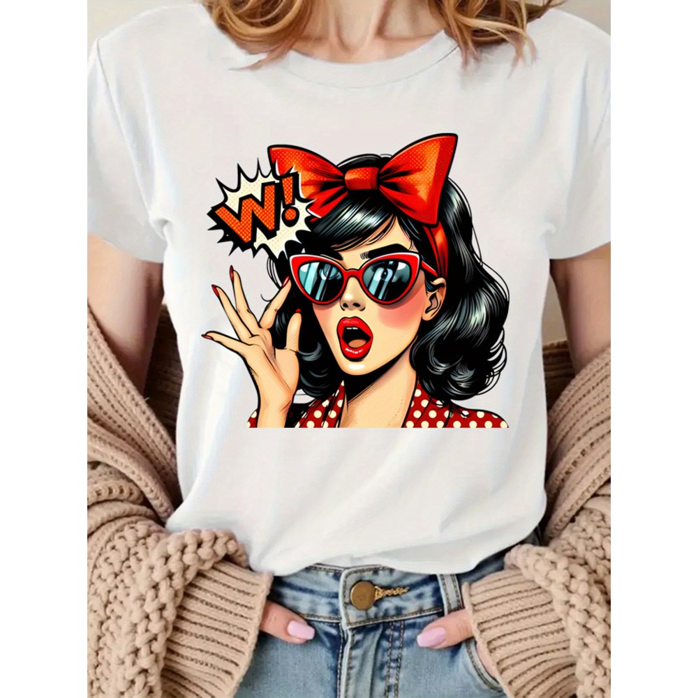 Mens Fashion In The 50S - T-shirt imprimé graphique femme rétro pop