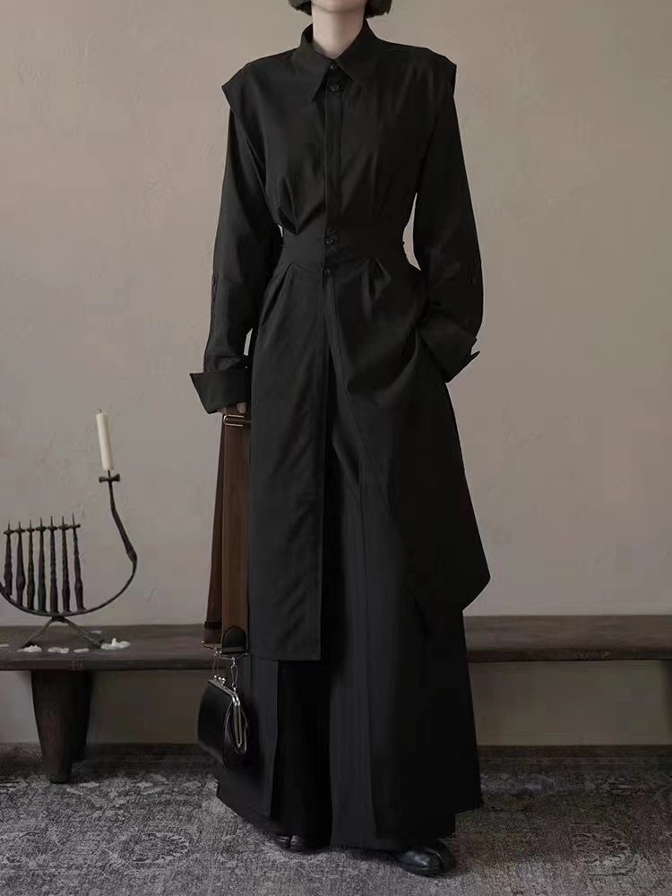 Mens Fashion Dress Shirts - Niche Dark Black Series Costume pour