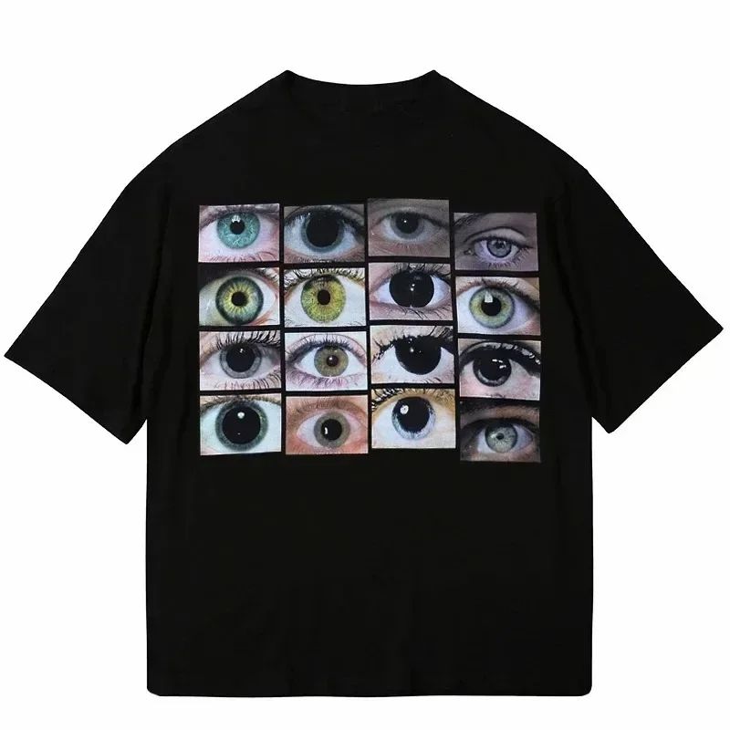 Mens Fashion Dress Shirts - T-shirt Harajuku Y2K imprimé yeux, style