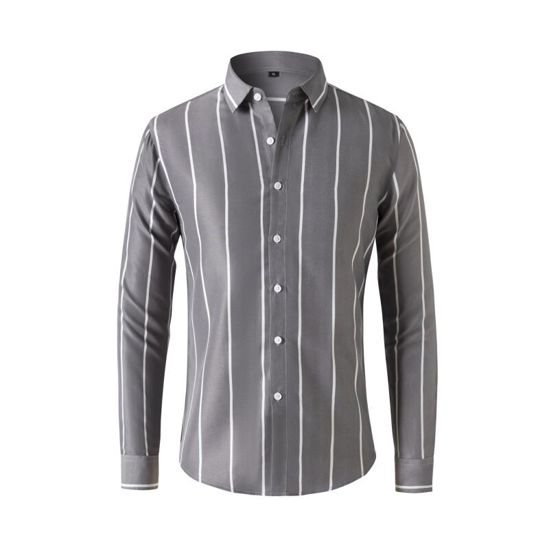 Mens Fashion Dress Shirts - Chemise habillée rayée pour homme, manches