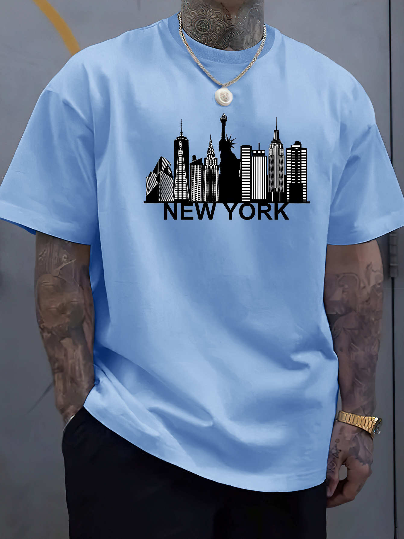 Men'S Fashion New York - T-shirt à manches courtes et col