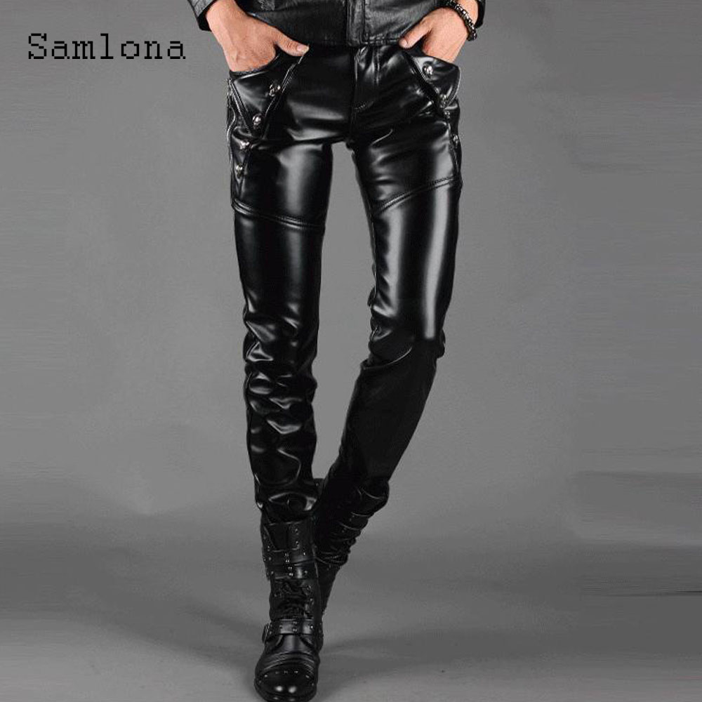 Men'S Fashion Pants 2025 - Pantalon en cuir Pu Grunge pour