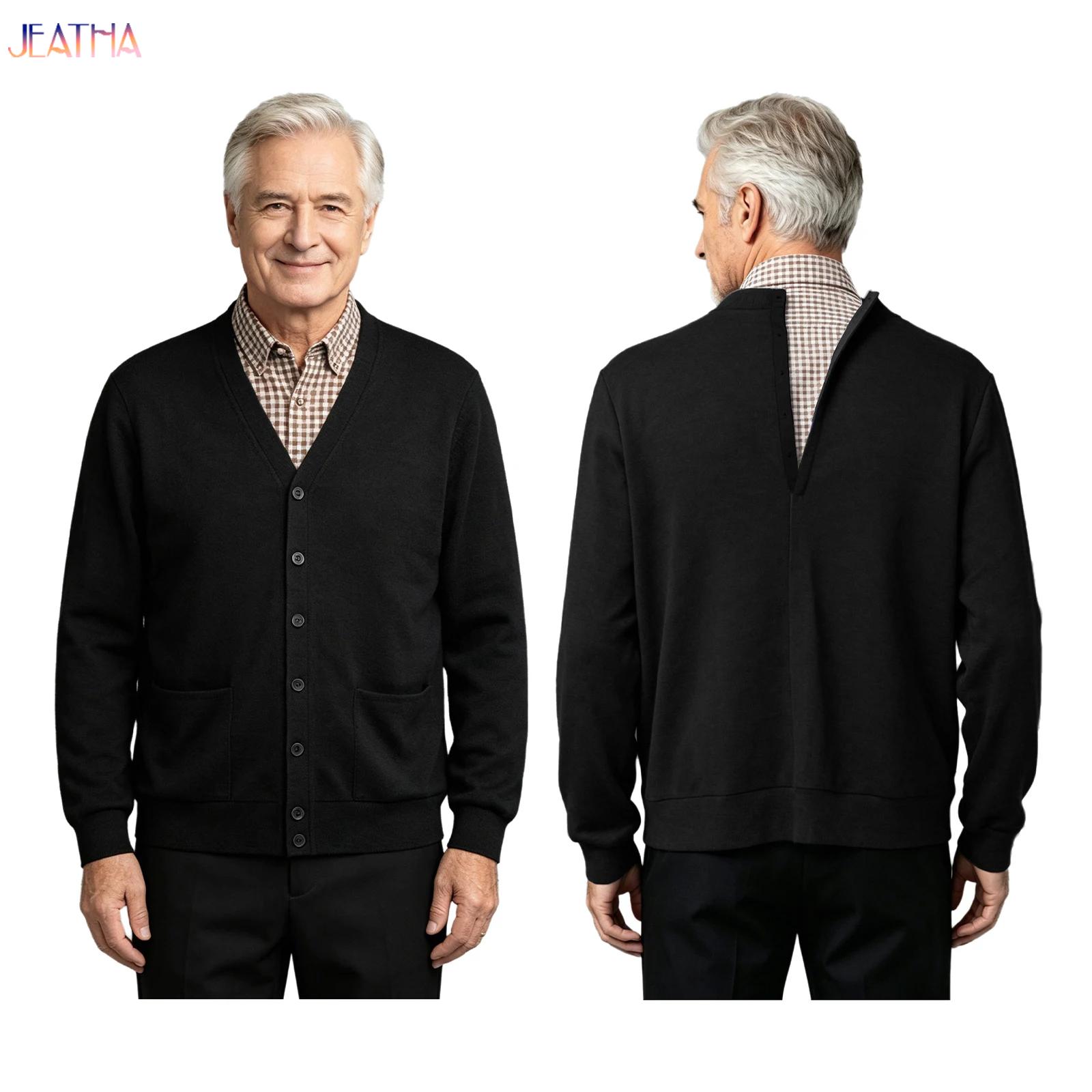 Knitted Cardigan Men - Cardigan adaptatif pour hommes âgés et