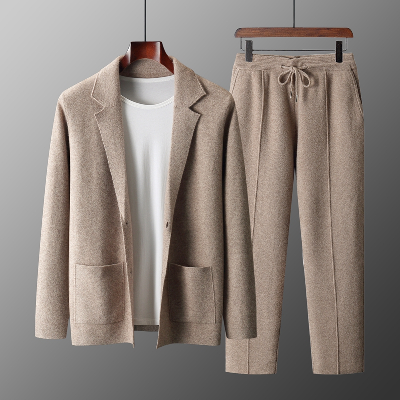 Knitted Cardigan Men - Ensemble deux pièces en laine mérinos